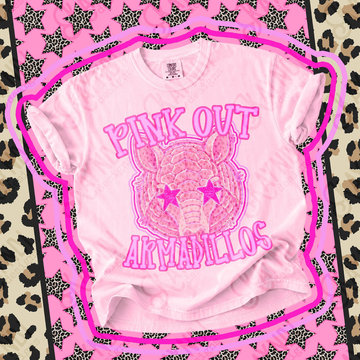 Pink Out Armadillos Top design mockup