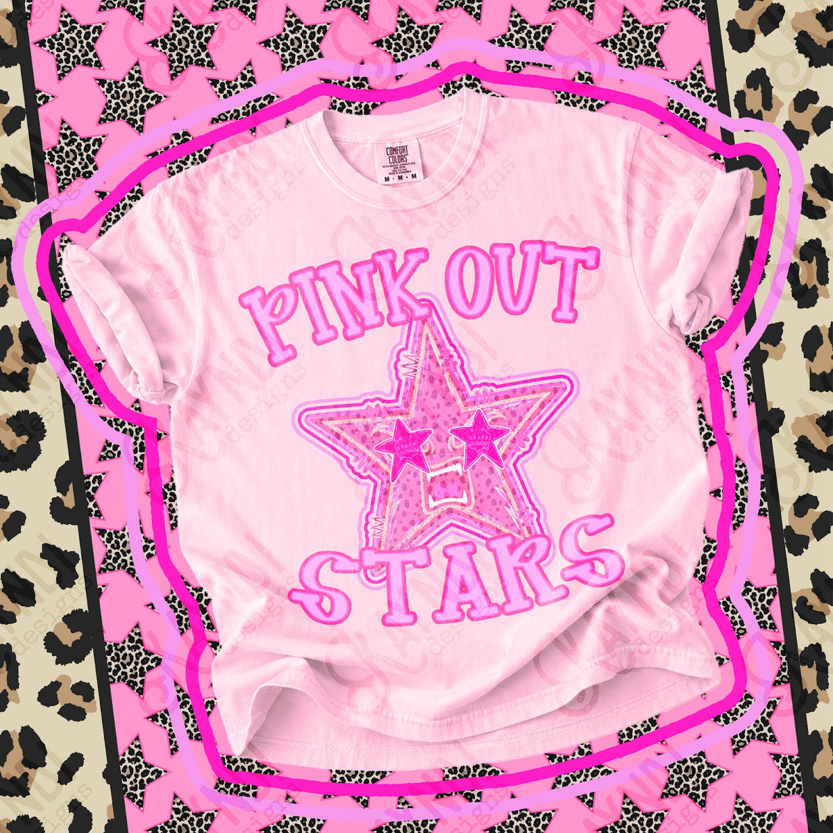 Pink Out Stars Top design mockup