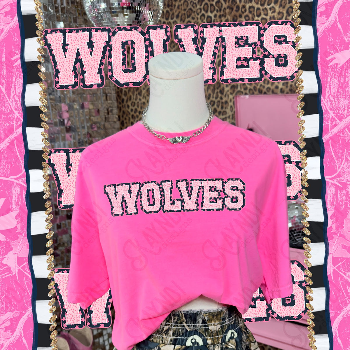 Varsity Stars Wolves TropCowg CC Neon Pink Top