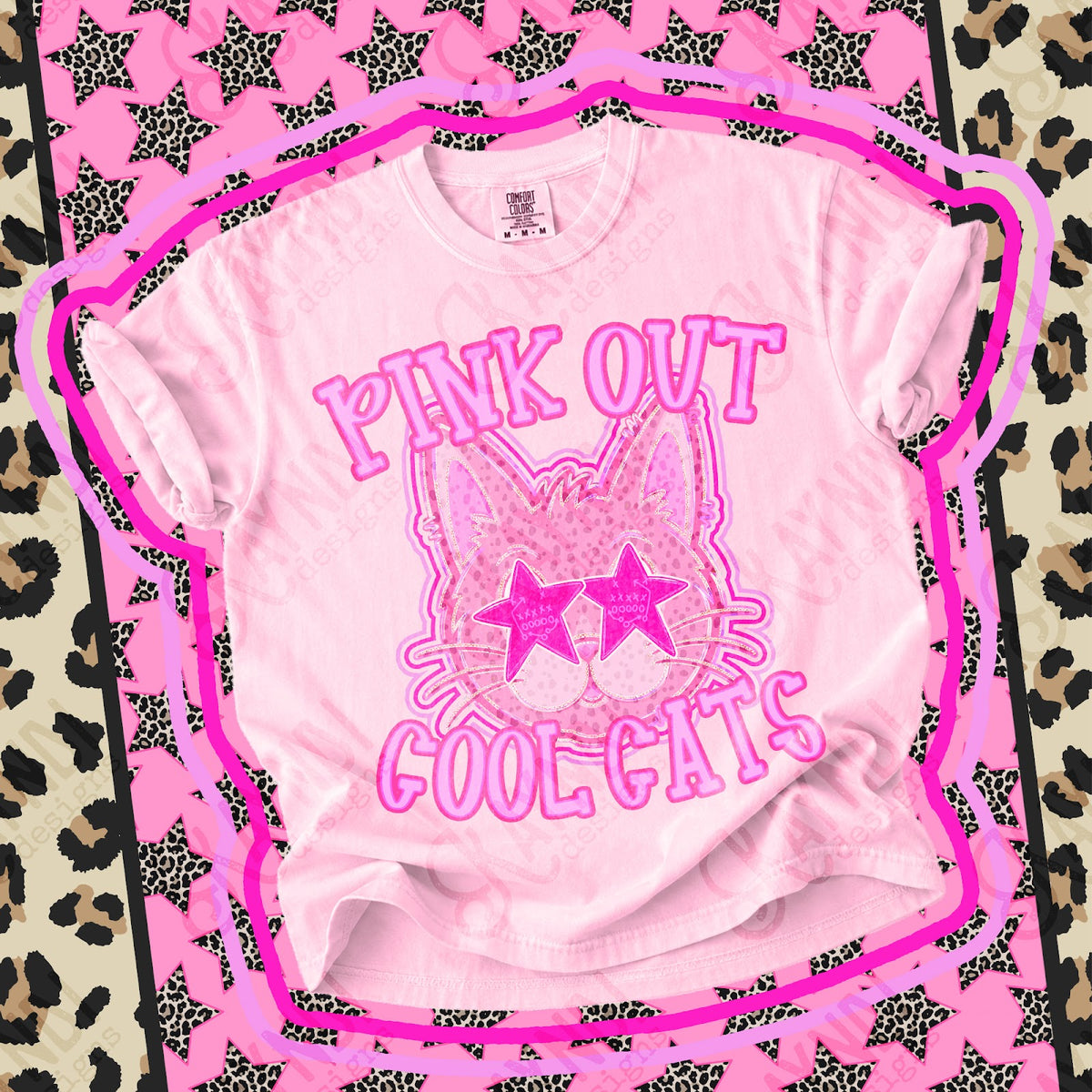 Pink Out Cool Cats Top design mockup