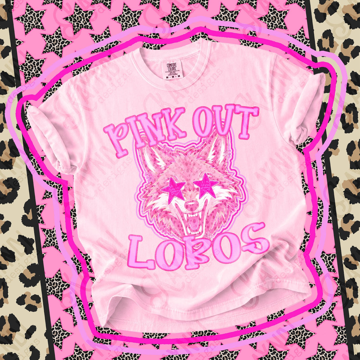 Pink Out Lobos Top design mockup