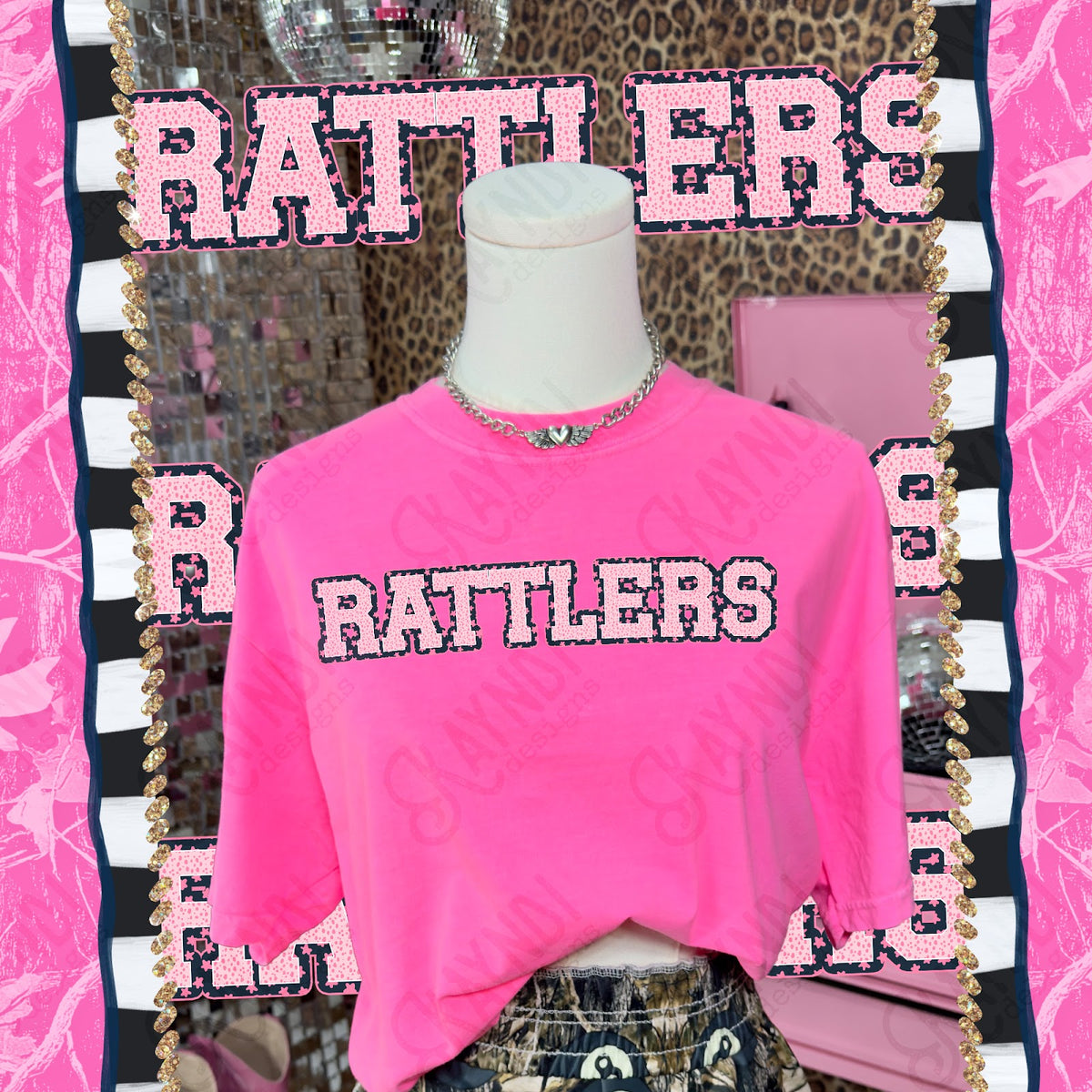 Varsity Stars Rattlers TropCowg CC Neon Pink Top
