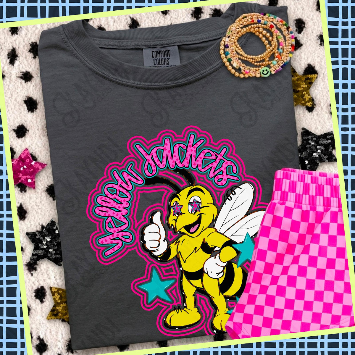 Yellow Jackets Pink Top