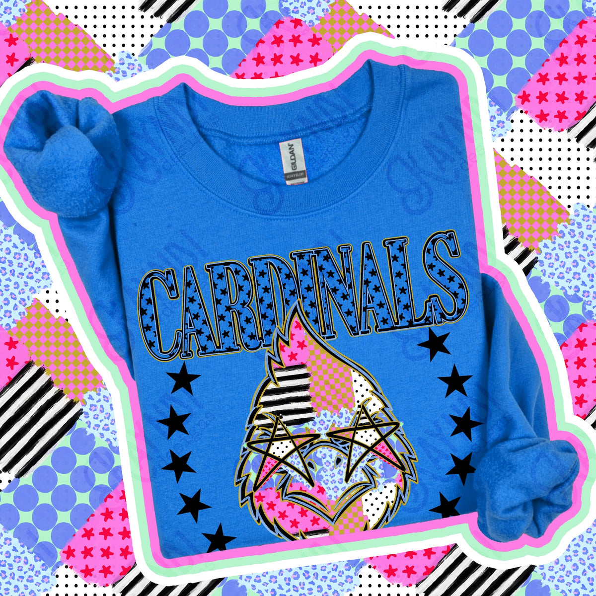 Patchwork Varisty Stars Cardinals Top