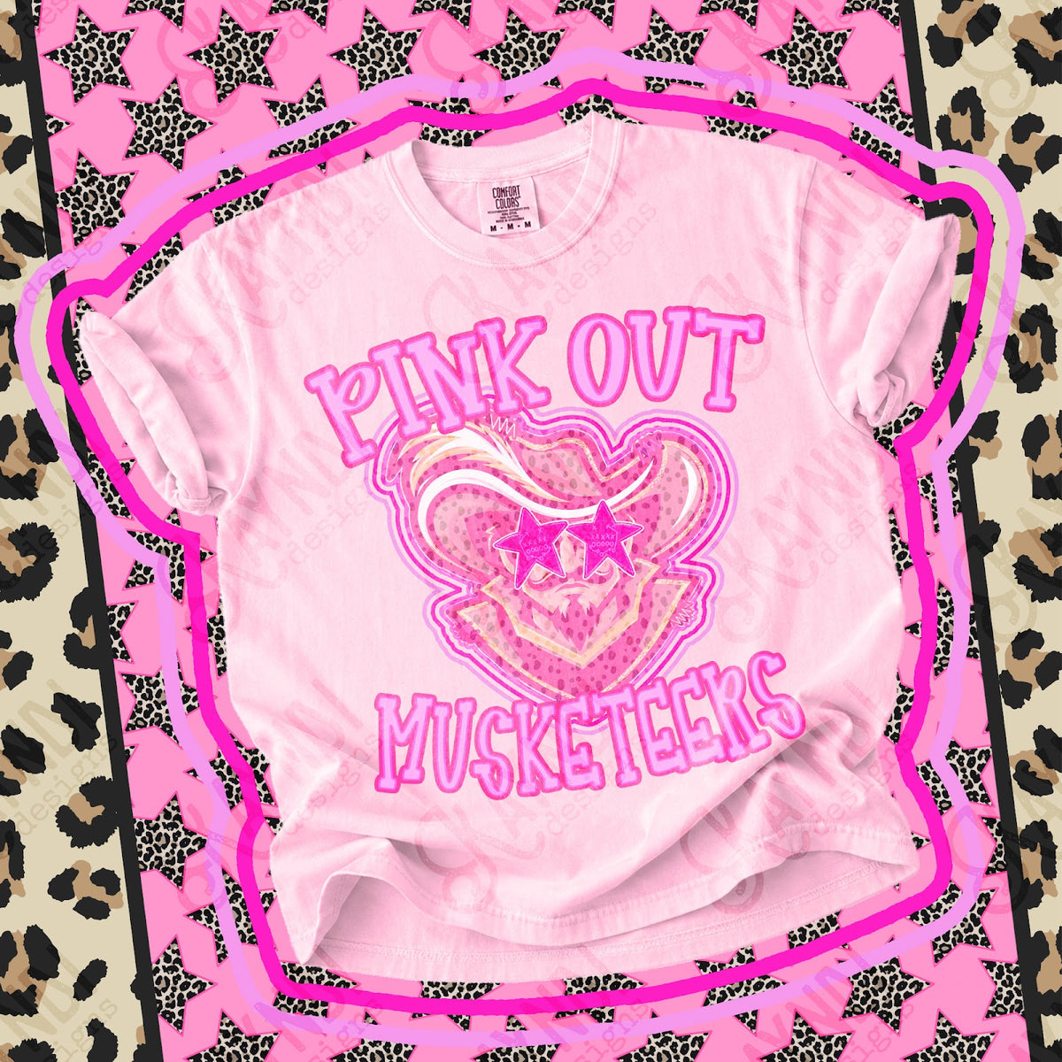 Pink Out Musketeers Top design mockup
