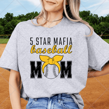 Five Star Baseball Mom Bow Design- All Styles