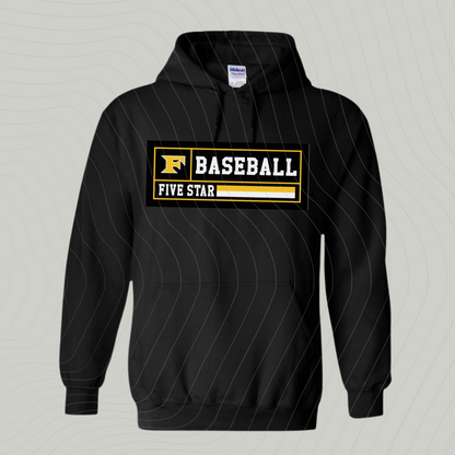 Five Star Baseball-Design A- BLACK -Sweatshirt or Hoodie
