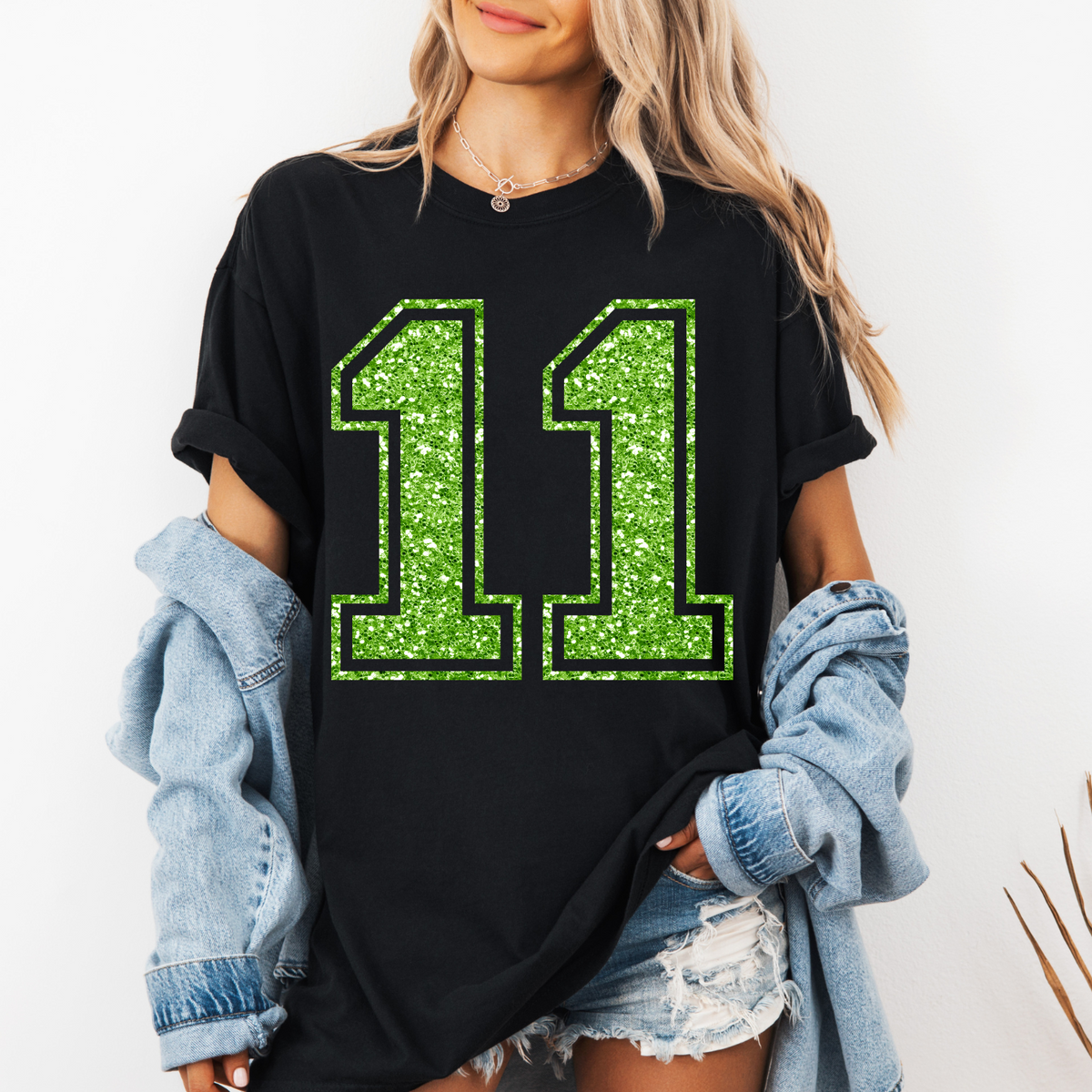 Custom Oversized Faux Glitter Number Top — design example 1
