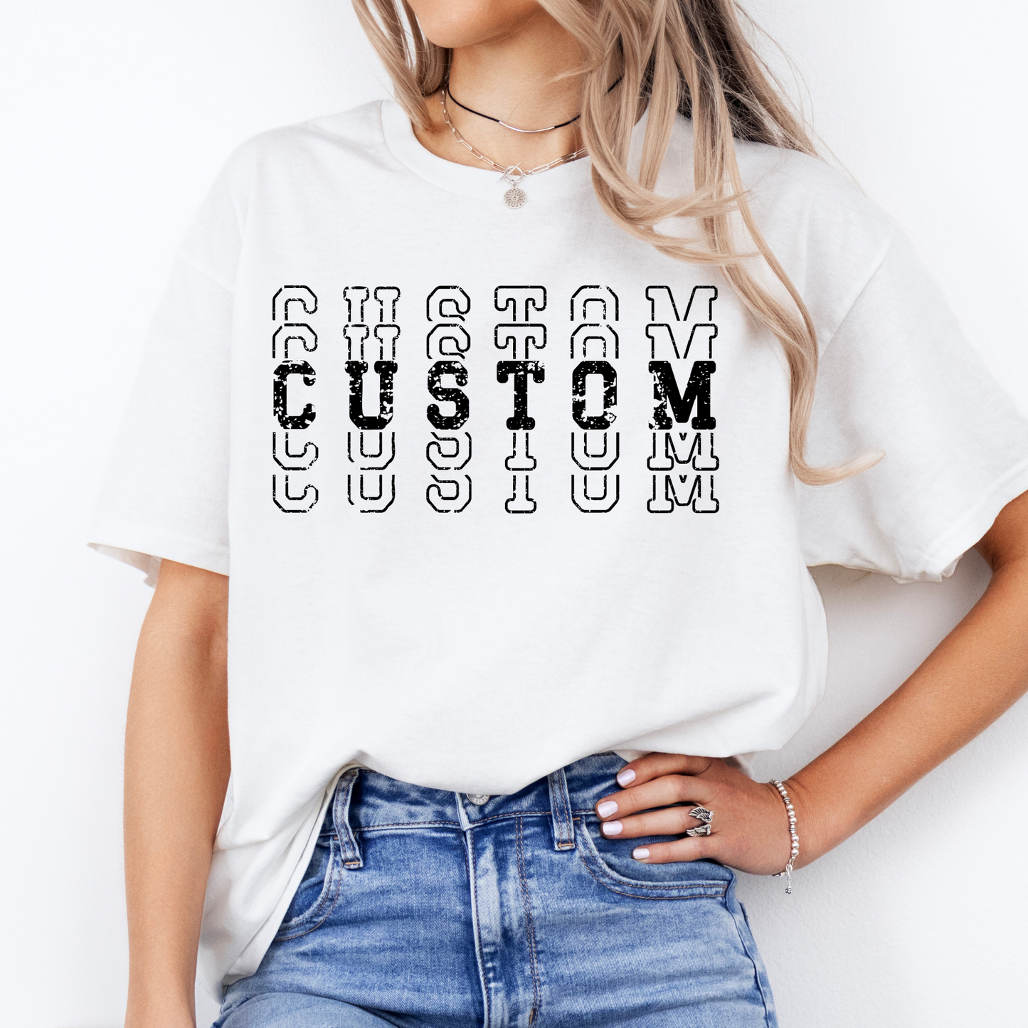 CUSTOM TEAM STACKED- Short & Long Sleeve T-Shirt