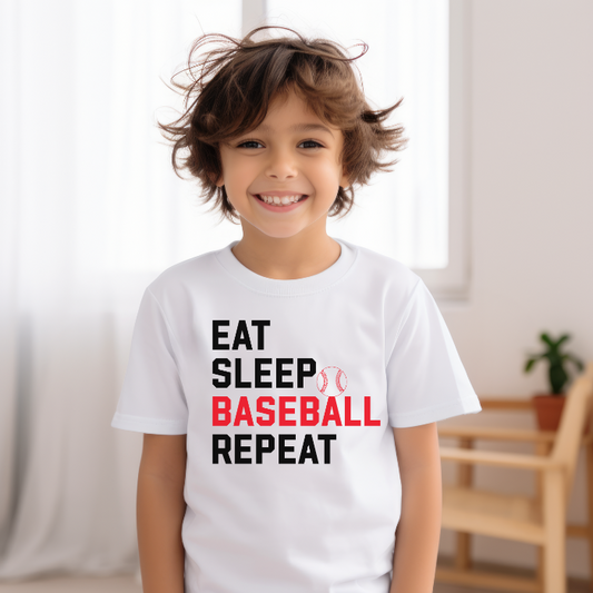 EAT SLEEP BASEBALL REPEAT Tee