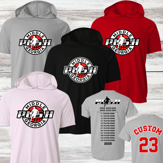 PUSH Basketball Design 1- Hooded T-Shirts (Sleeveless, Short and Long Sleeve)