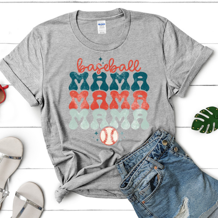 Bubble Letter Baseball MAMA Top