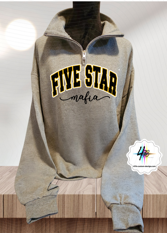 Five Star Baseball 1/4 Zip Fleece Women Style-Gray