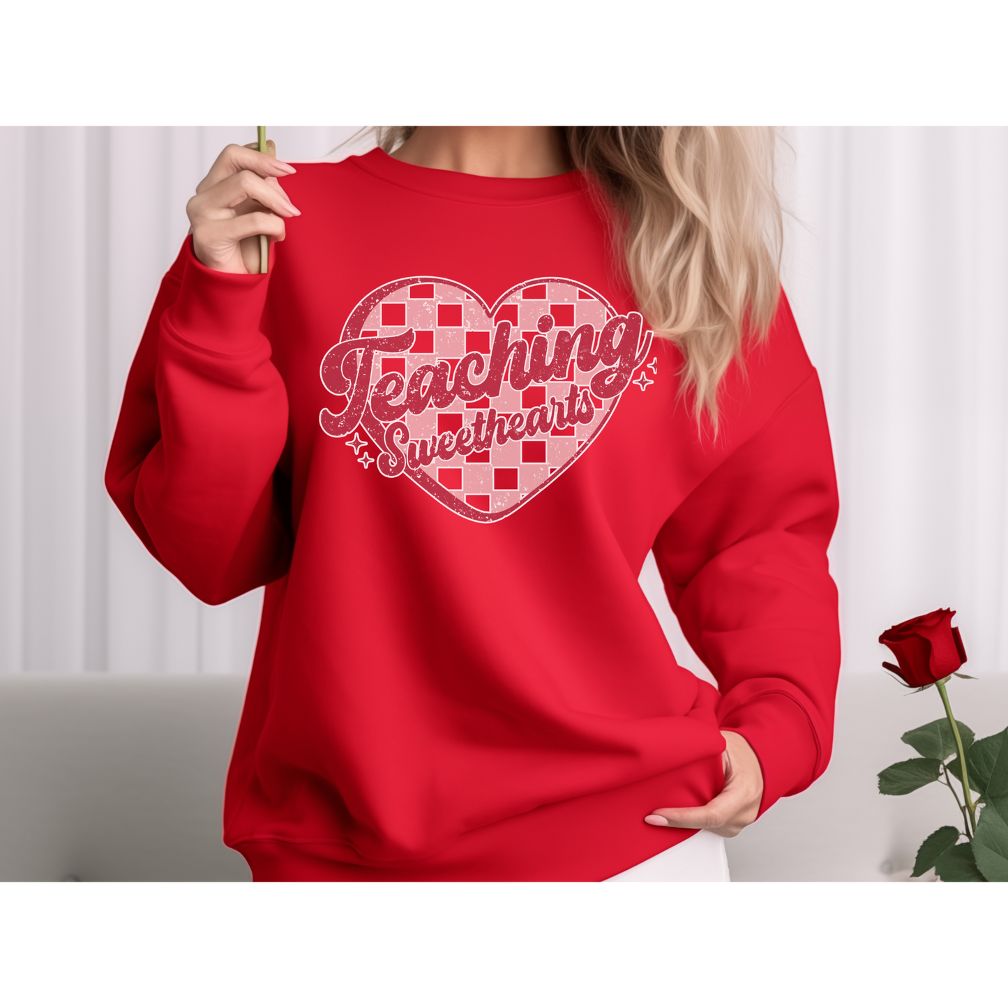 Teaching Sweethearts Checker Heart Top