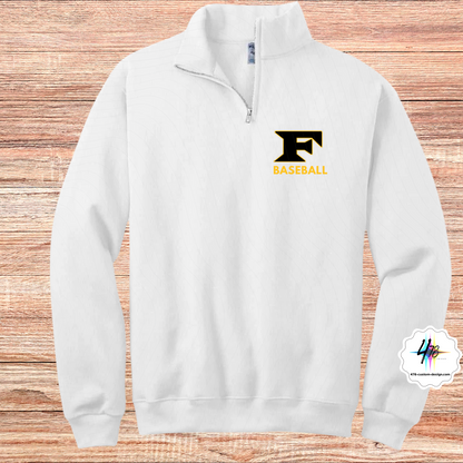 Five Star Baseball 1/4 Zip Fleece- Pocket Logo- WHITE