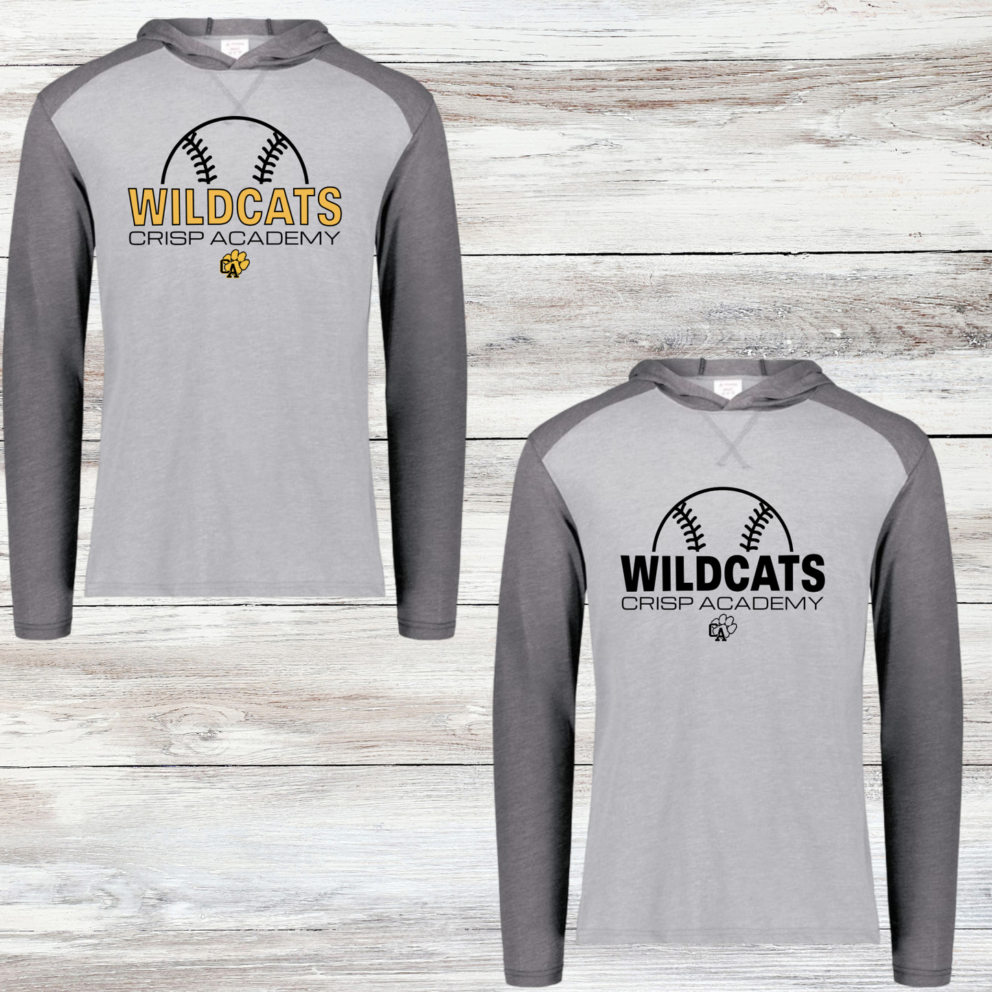 Crisp Academy Baseball Design 9-Long Sleeve Tri-Blend Hoodie