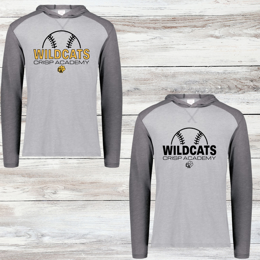 Crisp Academy Baseball Design 9-Long Sleeve Tri-Blend Hoodie