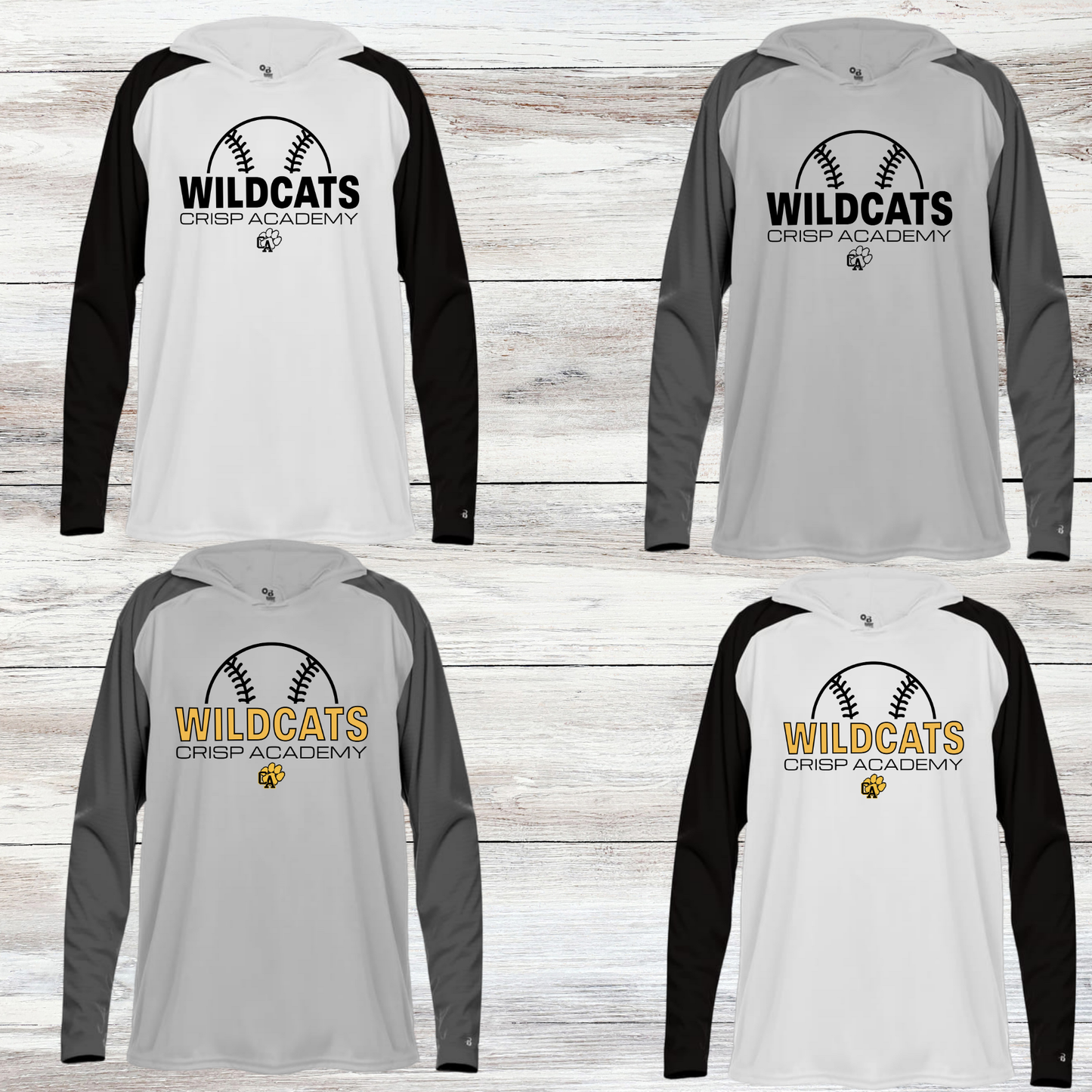 Crisp Academy Baseball Design 9-Long Sleeve Dri Fit Hooded Tee