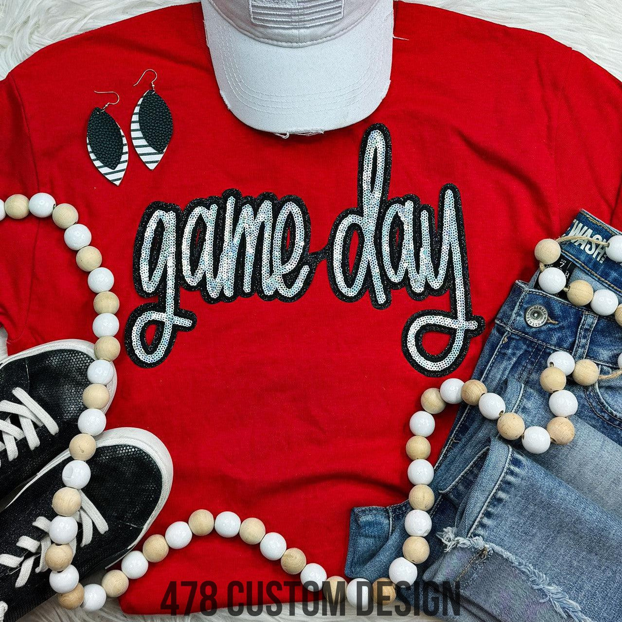 Game Day Real Sequin Patch Top