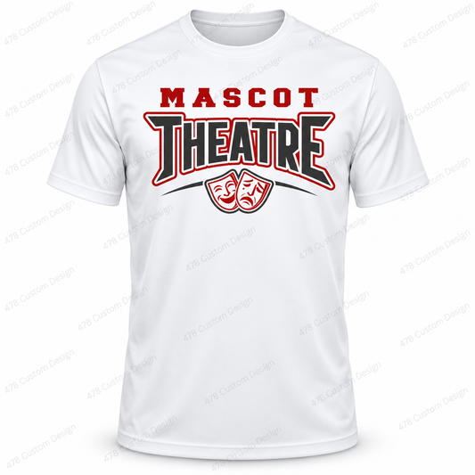 Custom Theatre Design 1-0014 Top on a full-length white dri-fit shirt
