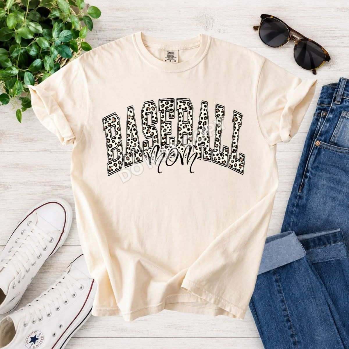 Baseball Mom — leopard collegiate design