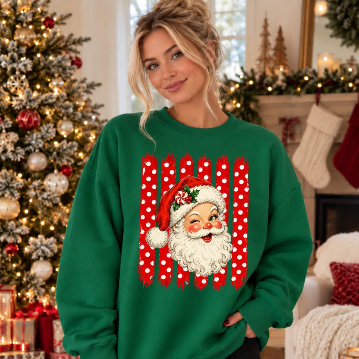 Vintage Santa Polka Dot Top — example 2