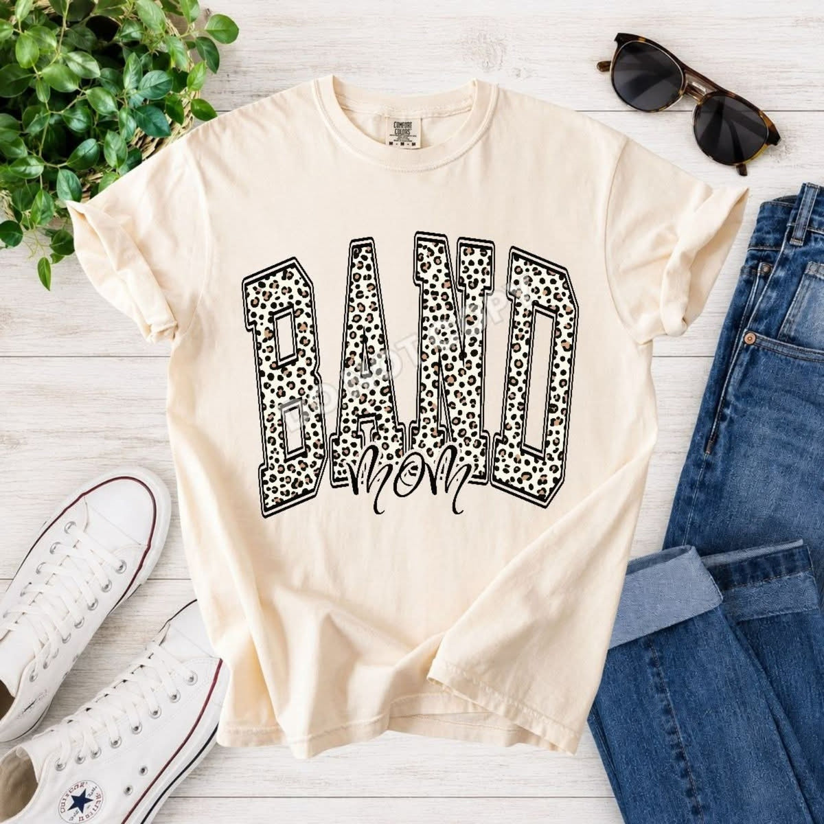 Band Mom — leopard collegiate design