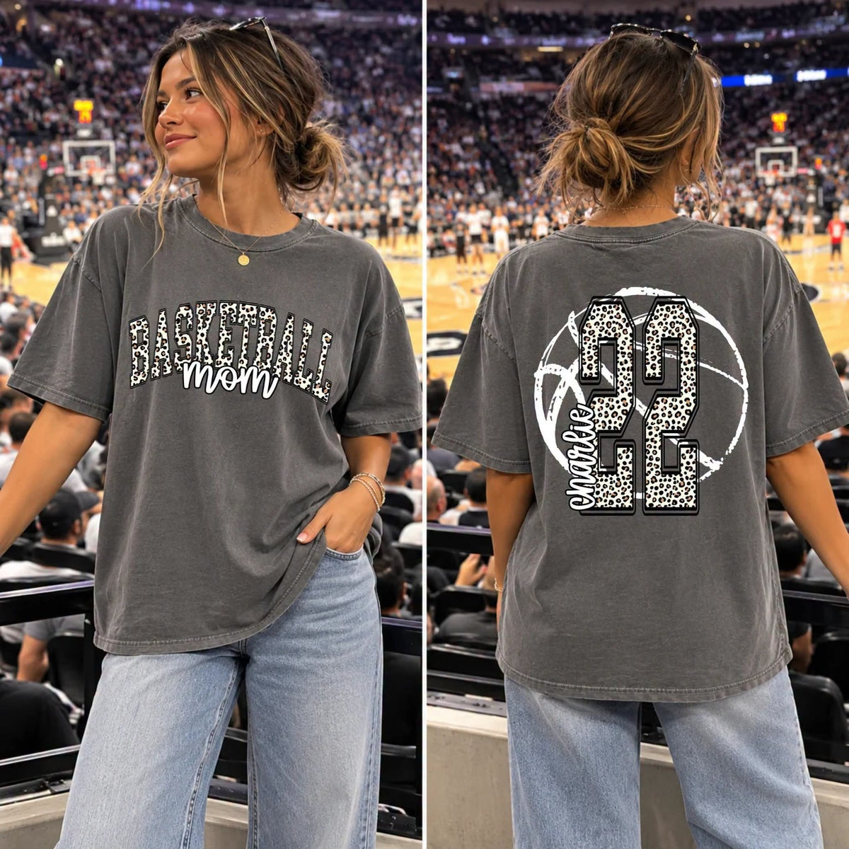 Leopard Collegiate Basketball Mom Top — example 7