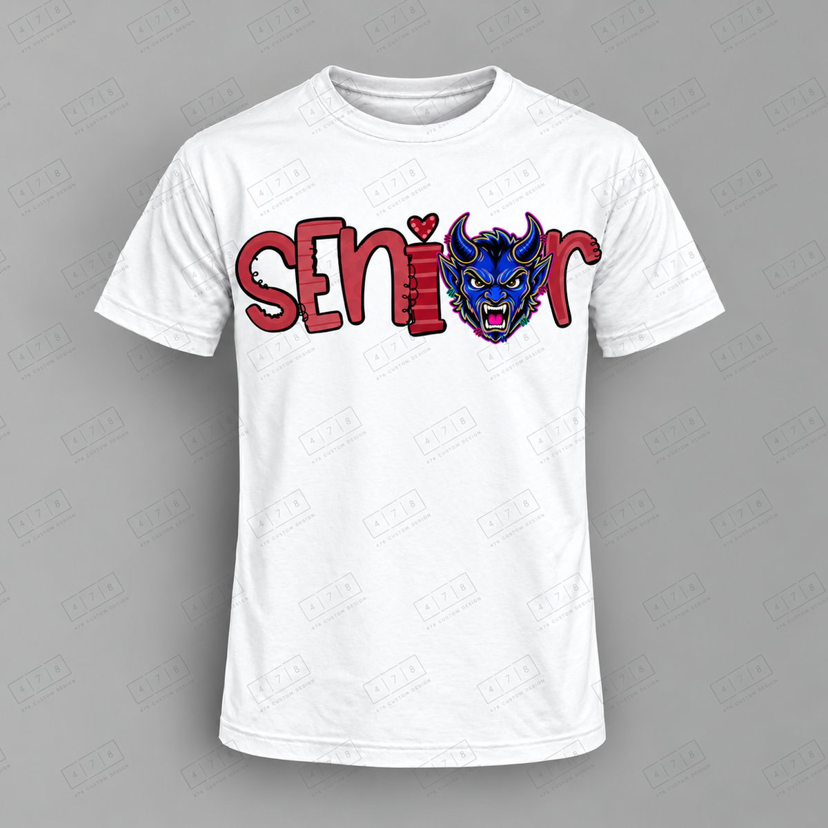 Seniors Maroon Blue Devils Top on white shirt — 478 Custom Design