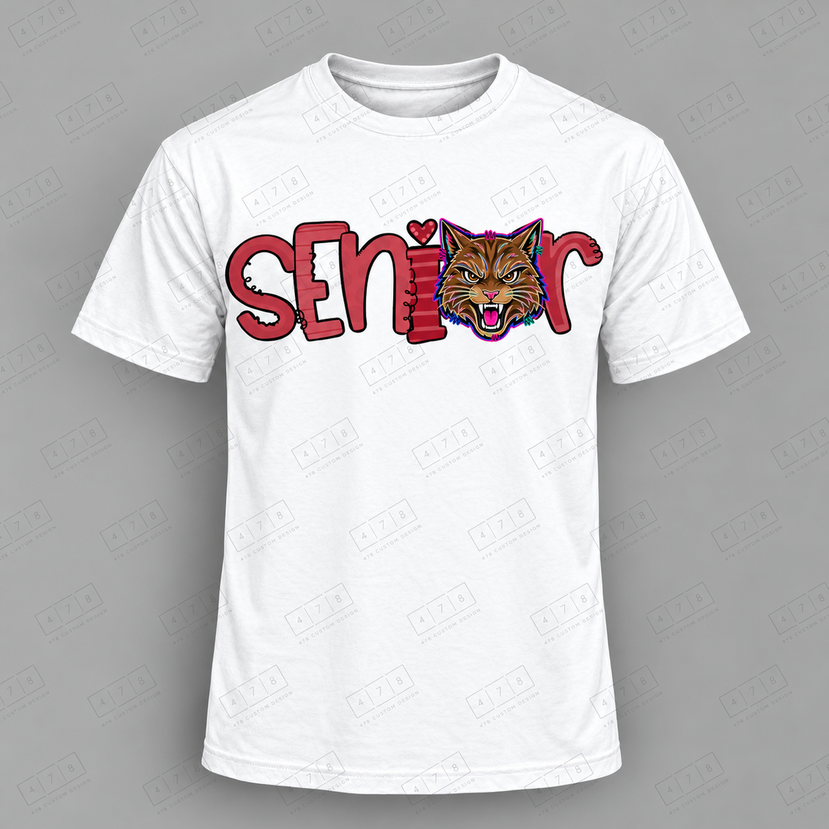 Seniors Maroon Bobcats Top on white shirt — 478 Custom Design