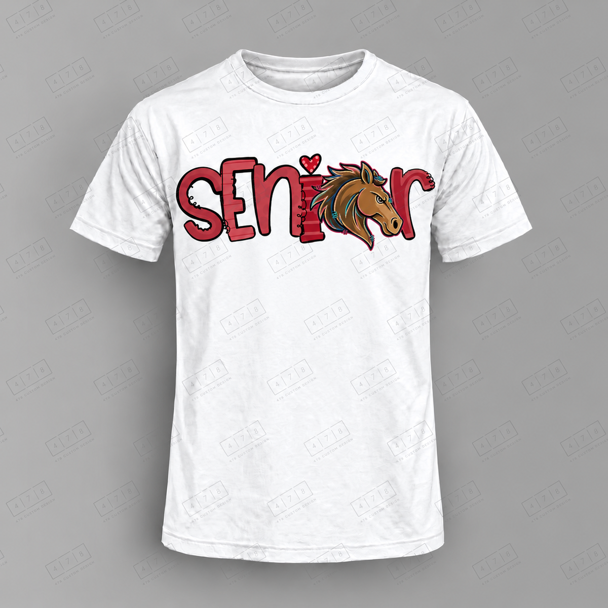 Seniors Maroon Broncos 2 Top on white shirt — 478 Custom Design