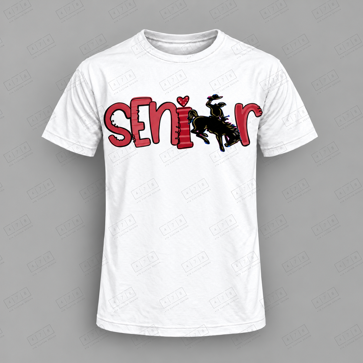 Seniors Maroon Buckaroos Top on white shirt — 478 Custom Design