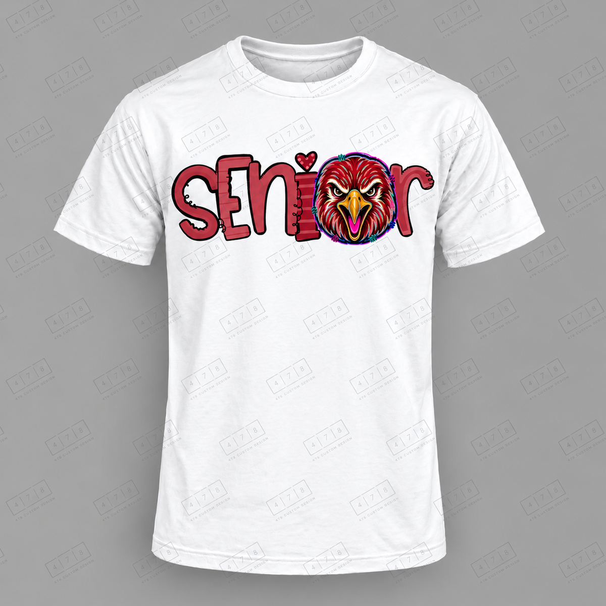 Seniors Maroon Falcons 4 Top on white shirt — 478 Custom Design