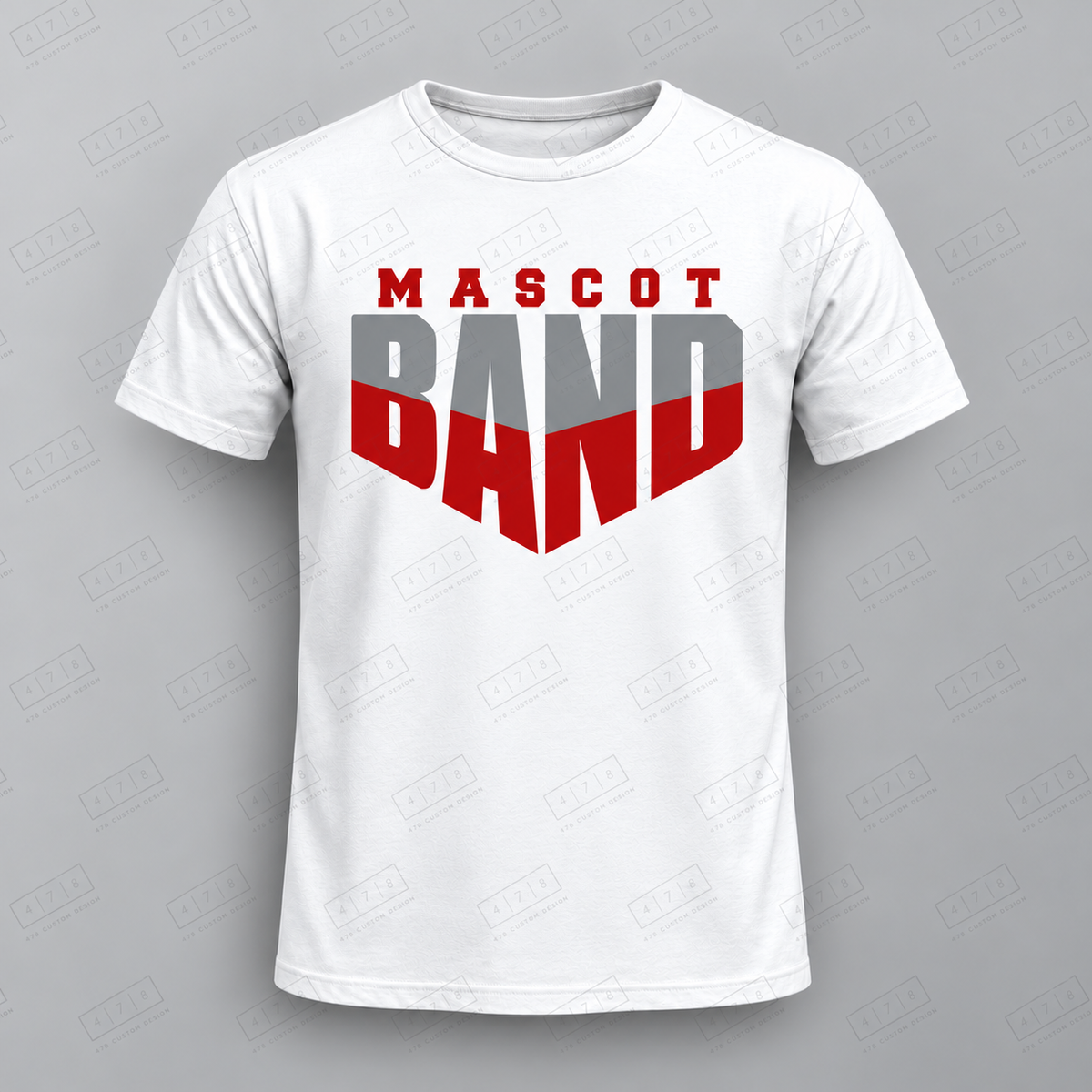 Custom Pointed Band Top with approved chest print size and 478 Custom Design watermark