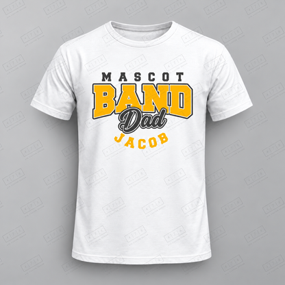 Custom Mascot Band Dad Top with approved chest print size and 478 Custom Design watermark