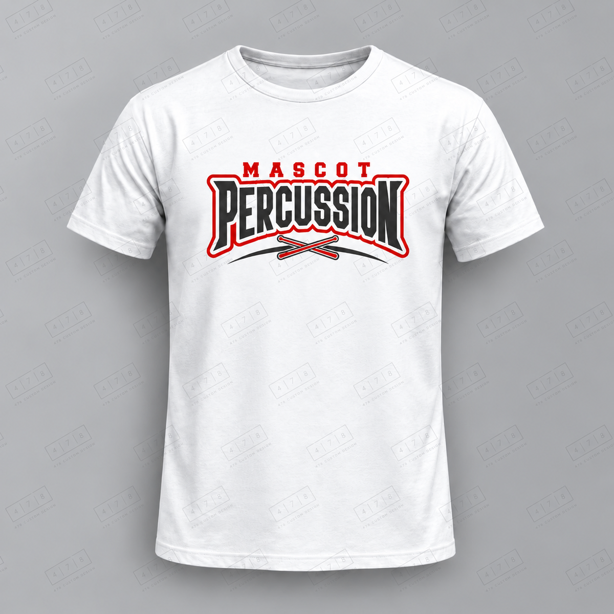 Custom Percussion Crossed Drumsticks Top apparel mockup with 478 Custom Design watermark