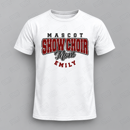 Custom Show Choir Mom Top with approved chest print size and 478 Custom Design watermark