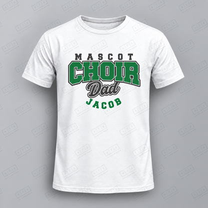 Custom Choir Dad Top with approved chest print size and 478 Custom Design watermark