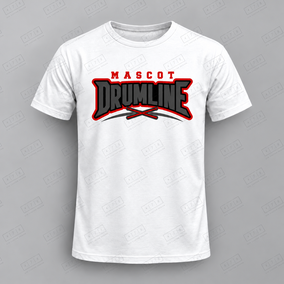Custom Drumline Crossed Drumsticks Top apparel mockup with 478 Custom Design watermark