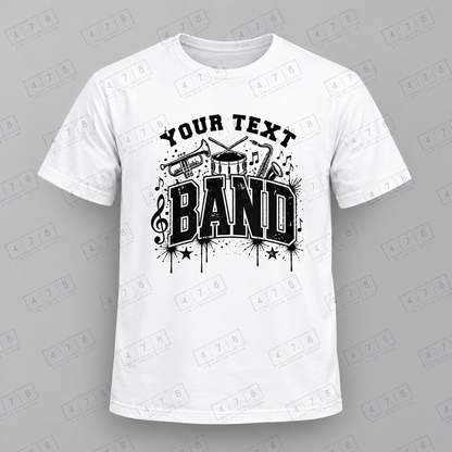 Custom Paint Splatter Instrument Band Top with approved chest print size and 478 Custom Design watermark