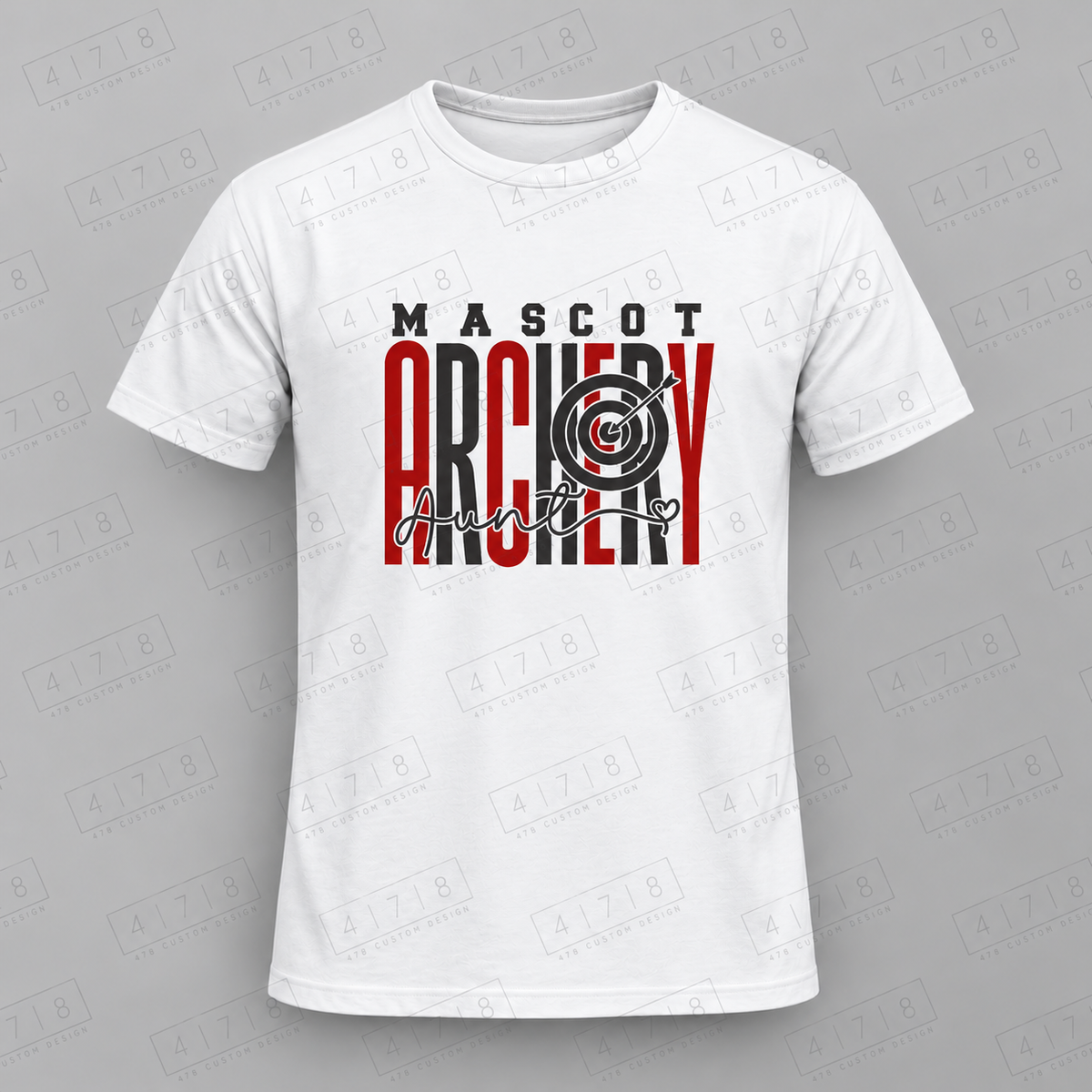 Custom Tall Archery Aunt Target Top with approved chest print size and 478 Custom Design watermark