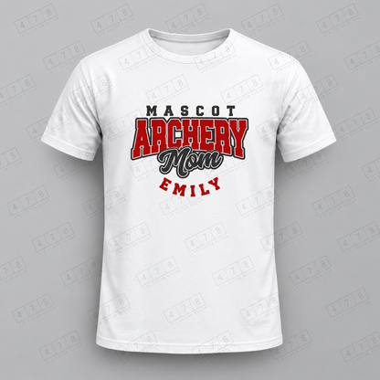 Custom Outlined Archery Mom Top with approved chest print size and 478 Custom Design watermark