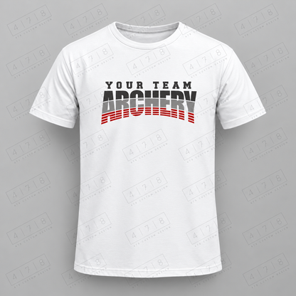 Custom Striped Archery Top with approved chest print size and 478 Custom Design watermark