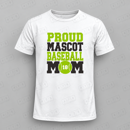 Custom Proud Mascot Baseball Mom Top with approved chest print size and 478 Custom Design watermark