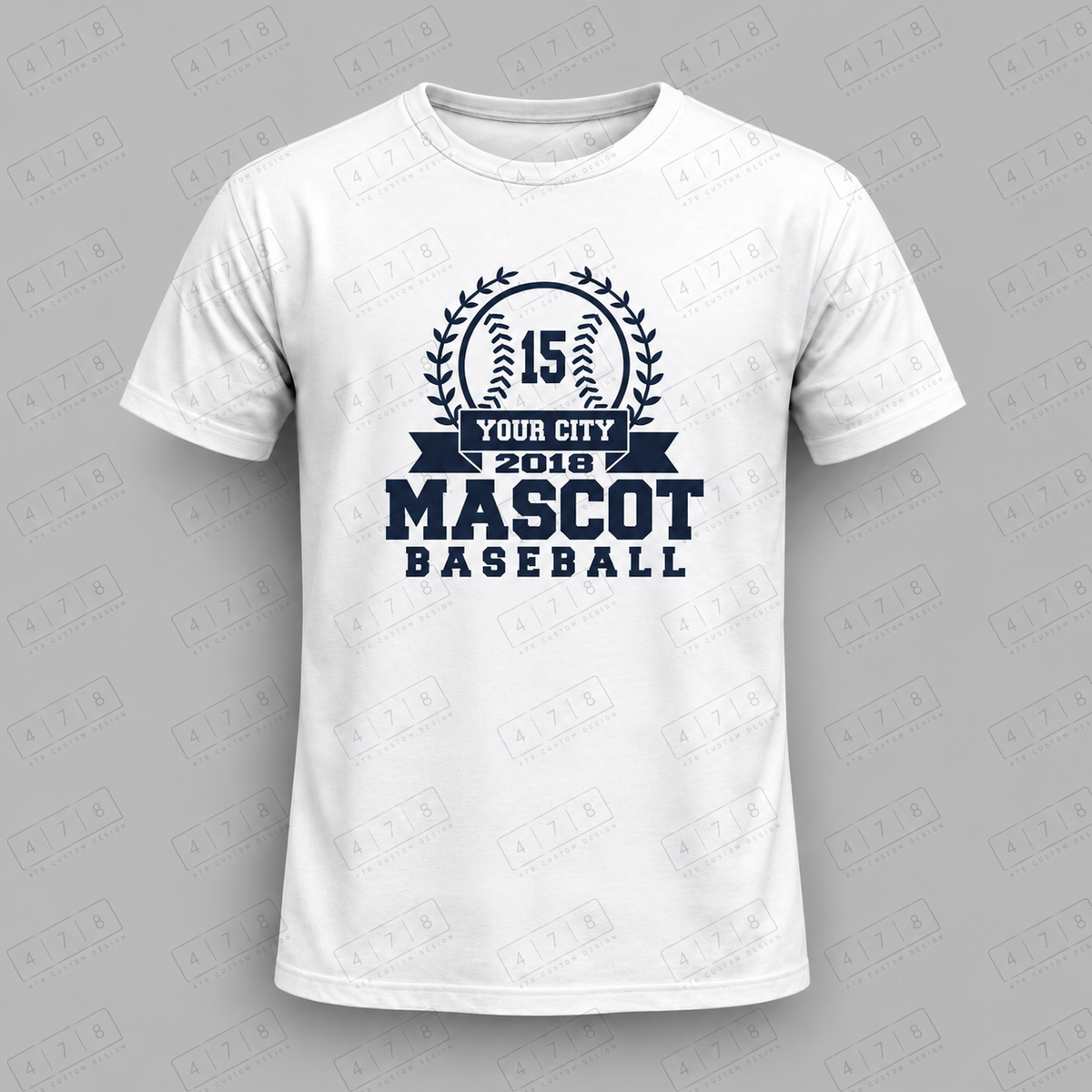 Custom Wreath Ribbon Baseball Top with approved chest print size and 478 Custom Design watermark