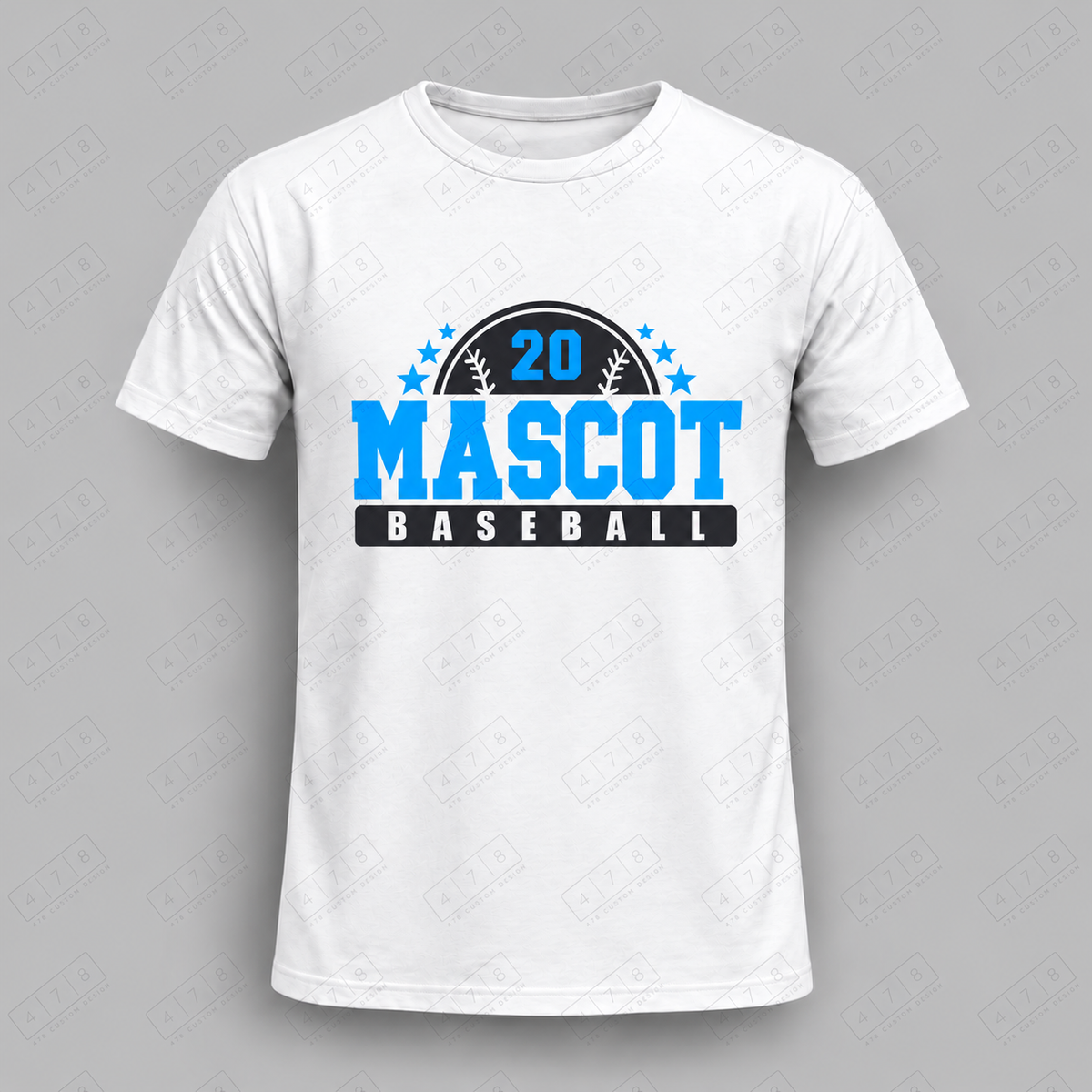 Custom Star Half Ball Baseball Top apparel mockup with 478 Custom Design watermark