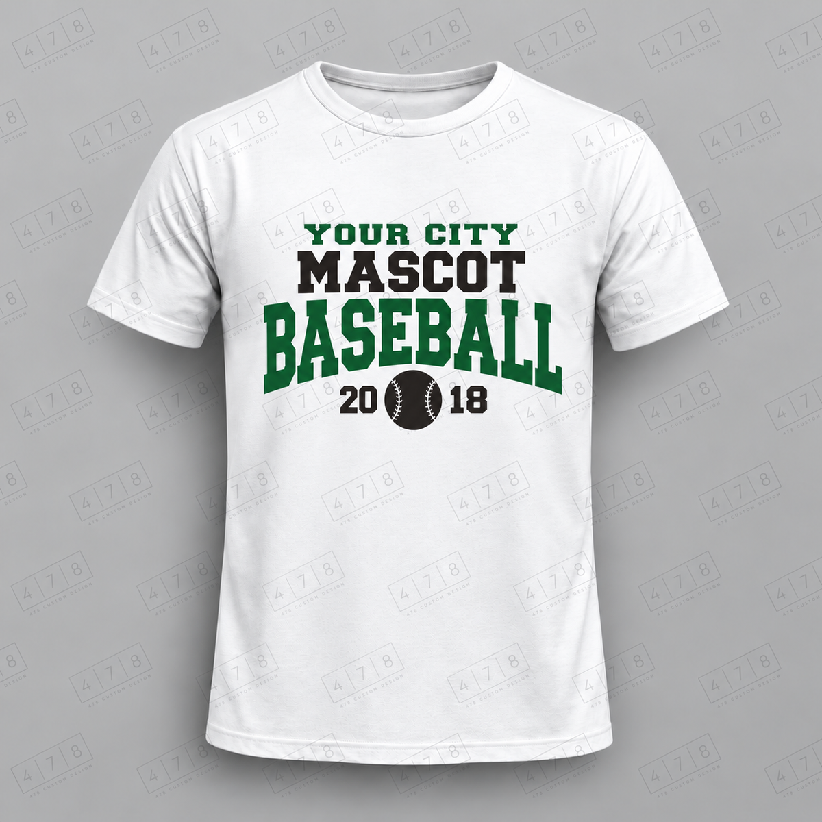 Custom Arched Mascot Baseball Top apparel mockup with 478 Custom Design watermark
