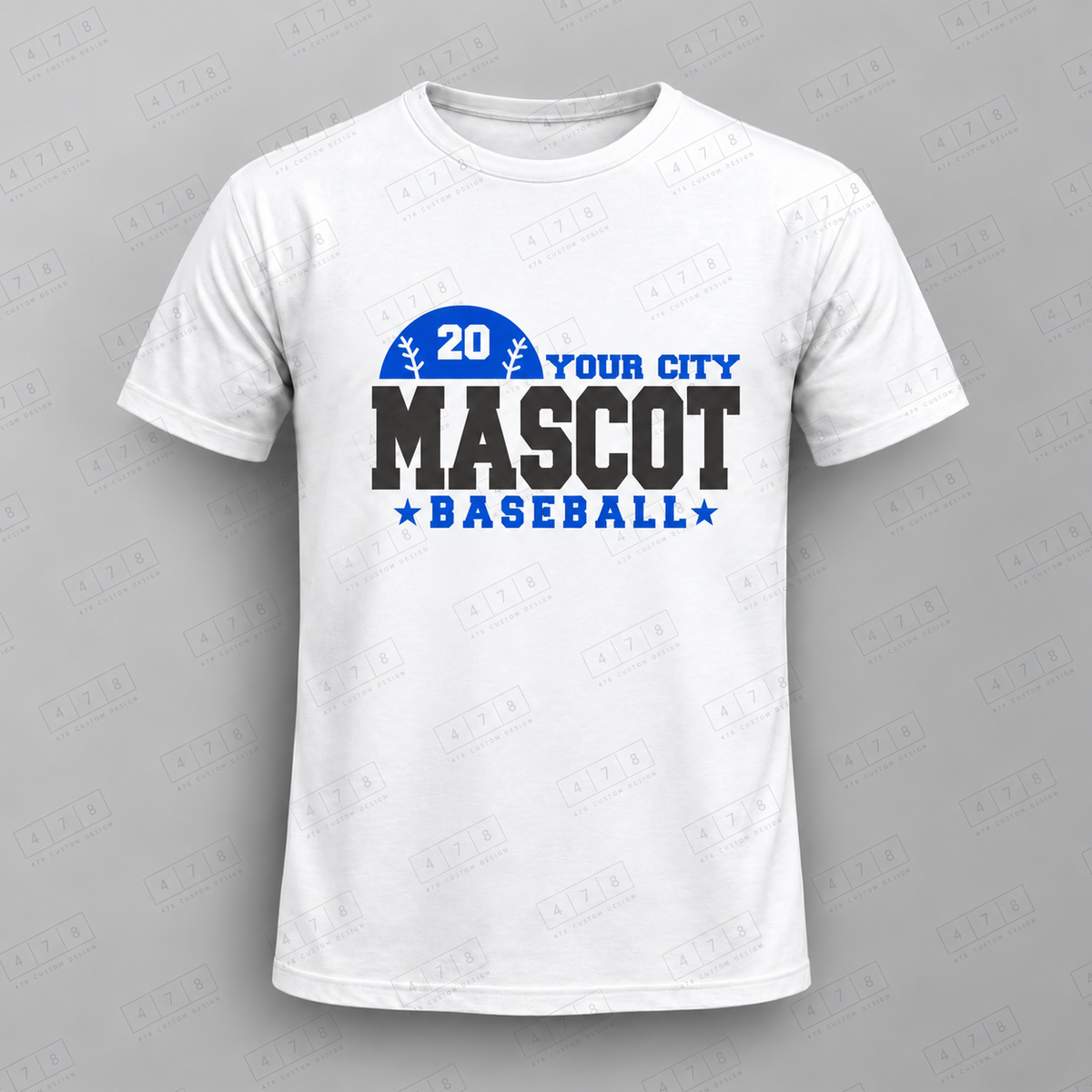 Custom Side Half Ball Baseball Top apparel mockup with 478 Custom Design watermark