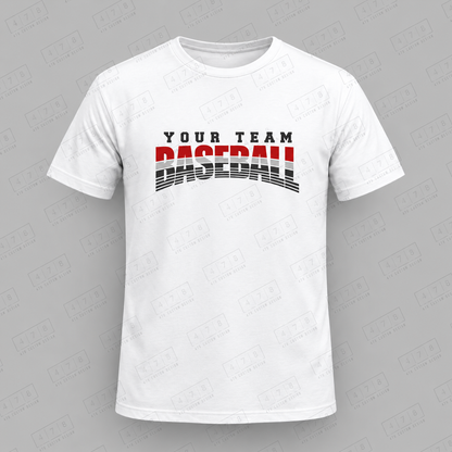 Custom Striped Team Baseball Top with approved chest print size and 478 Custom Design watermark