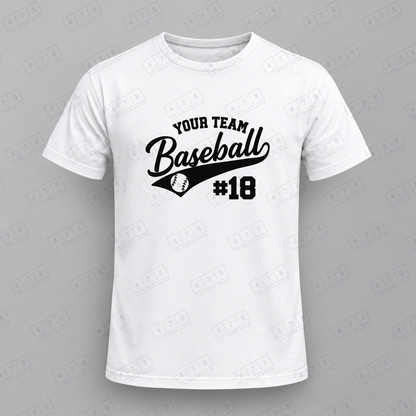 Custom Script Baseball Number Top with approved chest print size and 478 Custom Design watermark